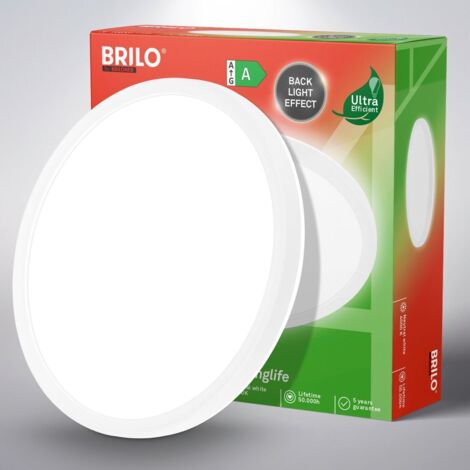 Briloner Tava A Lampada da soffitto a LED, CEE A sorgente luminosa con 11W a 2400lm, luce piatta, luce indiretta, lampada da salotto, cucina, pannello LED, 29x3 cm, bianco