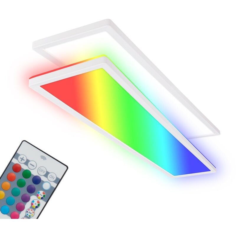 Tava led Plafonnier 98cm, Variable, télécommande, lumière indirecte, plat, blanc, 98 x 20 x 3 cm - Briloner
