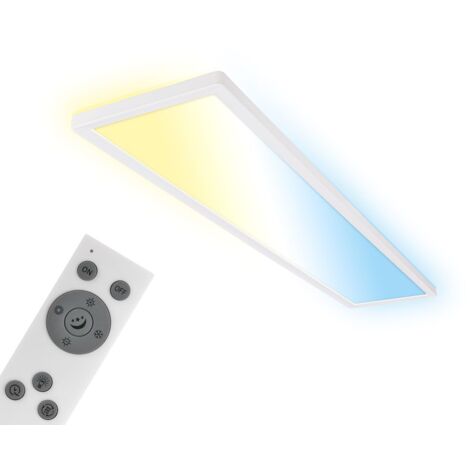 Briloner Tava LED soffitto 98cm, dimmerabile, telecomando, bianco