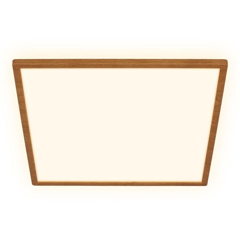 Briloner - Tava Wood led Plafonnier, Lumière indirecte, Plat, Application bois, Lumière blanche chaude, Couleur bois, 29 x 29 x 3 cm