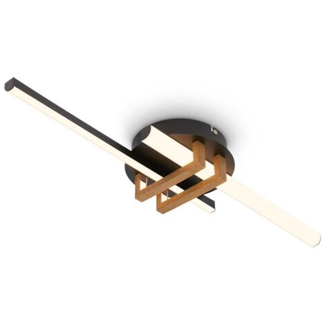 Briloner TINKA Plafonnier LED, profilés d'angle, lumière blanche chaude, noir-bois, 78 x 16 x 6,6 cm