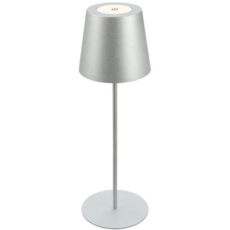 Briloner Lampe de table sans fil, tactile, hauteur réglable, batterie remplaçable, chrome mat, Dimensions : Ø36 x 10,5 cm