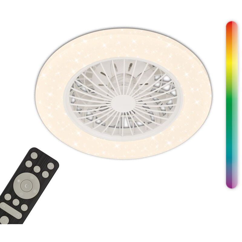 B.k.licht - Briloner tuuletin a Plafonnier ventilateur de plafond, plafonnier, dimmable, télécommande, cct, rgbic, blanc, Ø48,5 x 14 cm