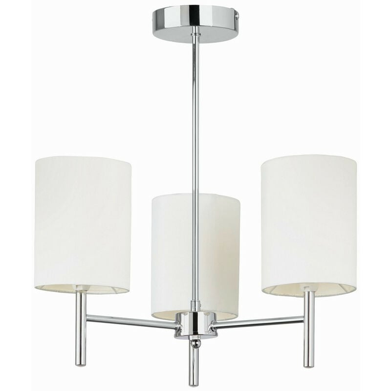 Brio - 3 Light Semi Flush Multi Arm Ceiling Light Chrome, Off White Silk Effect, E14 - Endon