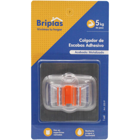 BRIPLAS COLGADOR ESCOBAS PLASTIC ADHESIVO 1U TRANSPARENTE=222P