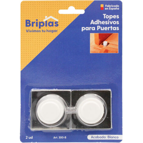 BRIPLAS tope puerta base acero inox adh 2 ud blanco blister 2