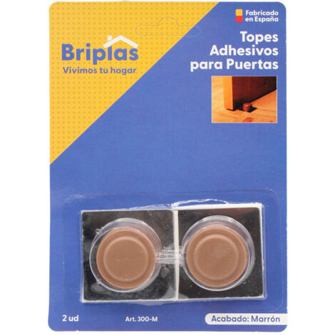BRIPLAS tope puerta base acero inox adh 2 ud marron blister 2