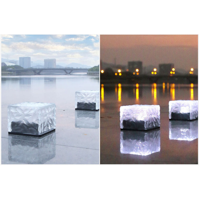 Brique lumineuse solaire LED ABS bleue pour jardin et terrasse - Solaire imperméable 600mah