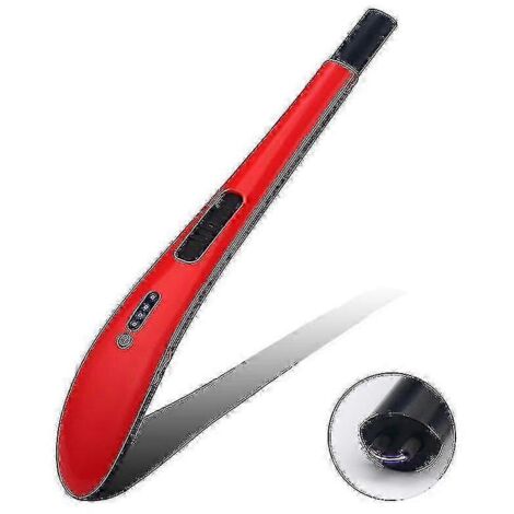 Briquet à arc électrique rechargeable USB sans flamme pour bougies, idéal pour la maison, la cuisine, le barbecue et le camping (GuanGuan-Rouge).