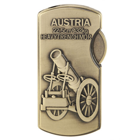 Briquet à gaz butane rechargeable avec allumage résistant au vent et finition bronze (modèle Canon)