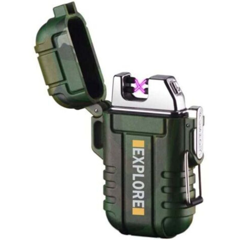 Briquet étanche extérieur coupe-vent briquet double arc briquets électriques USB rechargeable-sans flamme-plasma cool briquets pour camping,