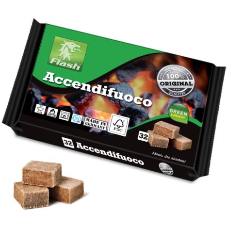 Briquet Flash e'cologique 32 cubes en bois et briquets grillades en cire pour chemine'es