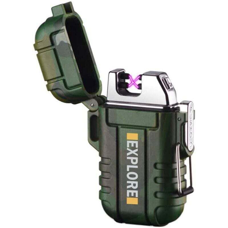 Briquet étanche extérieur coupe-vent briquet double arc briquets électriques USB rechargeable-sans flamme-plasma cool briquets pour camping,