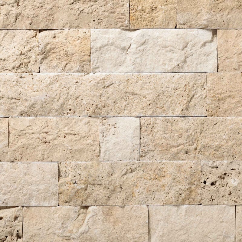 Briquette de Parement Travertin 1er choix - Longueur Librex10x2 - Beige Mix (vendu par lot de 1 m²)