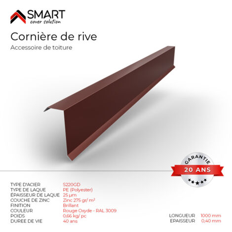 Bris de gouttière pour tôle H12 Longueur 1.0m couleur rouge oxide RAL 3009