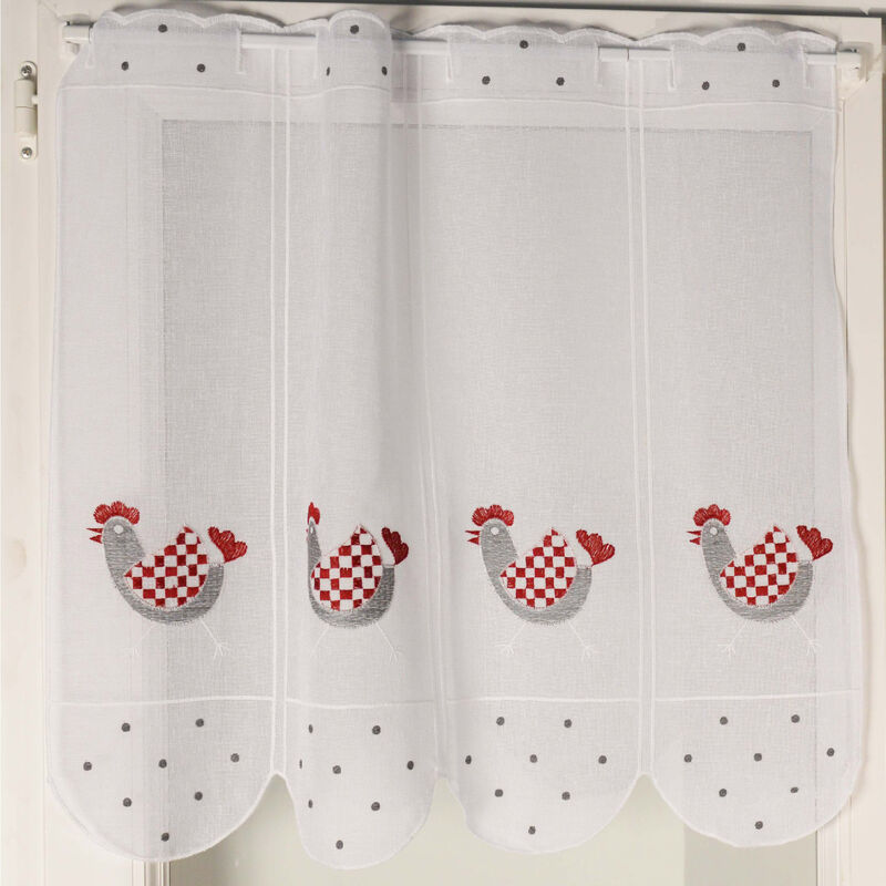 Brise bise aux broderies de poules Bordeaux 0.9x0.9 m