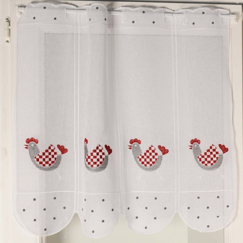 Brise bise aux broderies de poules Bordeaux 0.58x0.9 m