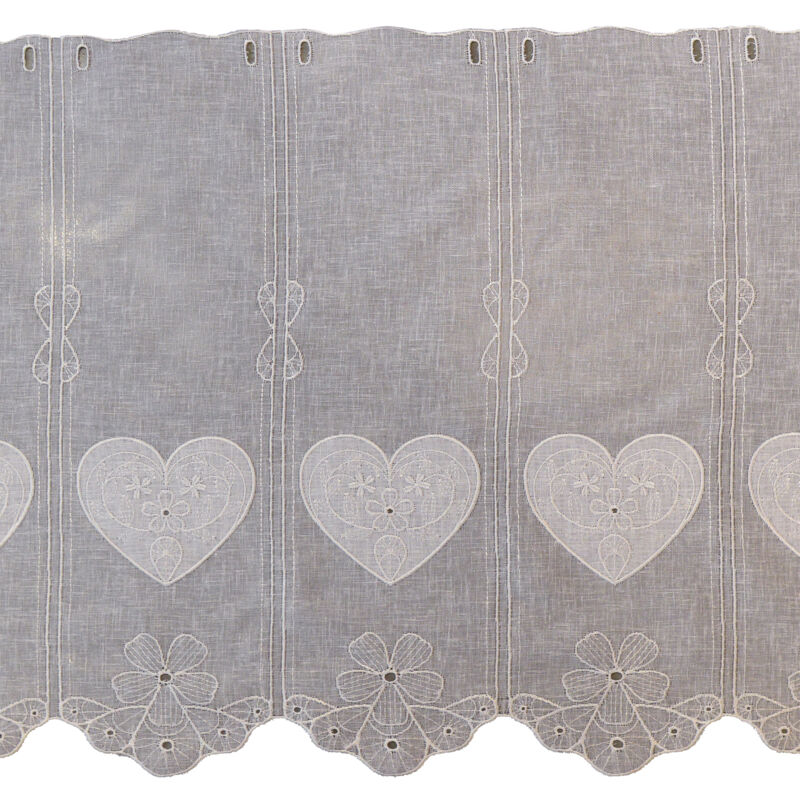 Brise bise brodé au style montagne rustique Blanc 0.58x1.6 m