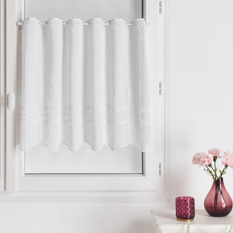 Brise bise brodé avec jour échelle Blanc 0.6x0.9 m