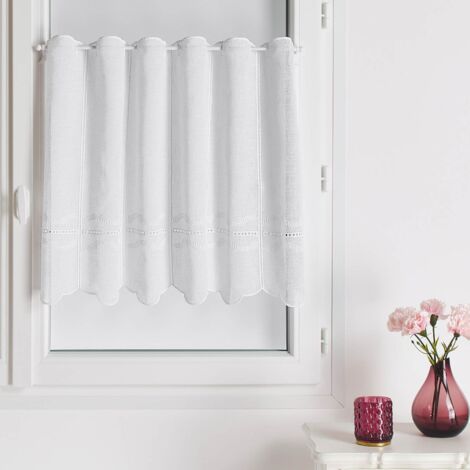 2 Rideaux Brise-bise Floral Filet Blanc - 147 X 57.5 Cm Chacun, Occasion