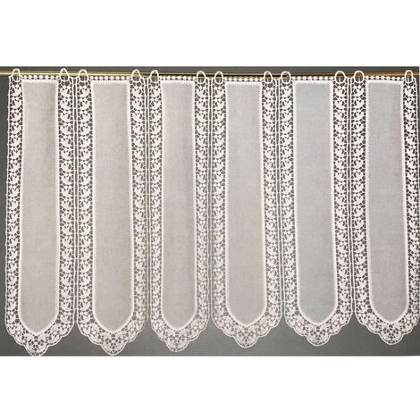Brise bise en étamine fantaisie macramé Blanc 120x120 cm