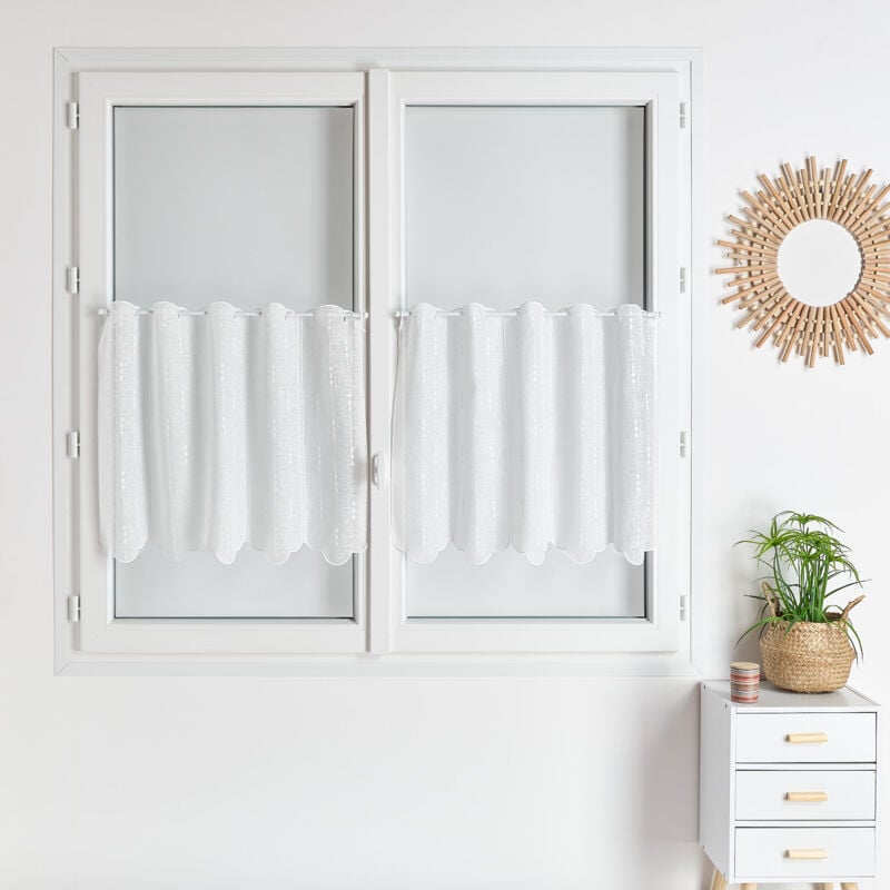 Brise bise en étamine polylin Blanc 58x120 cm