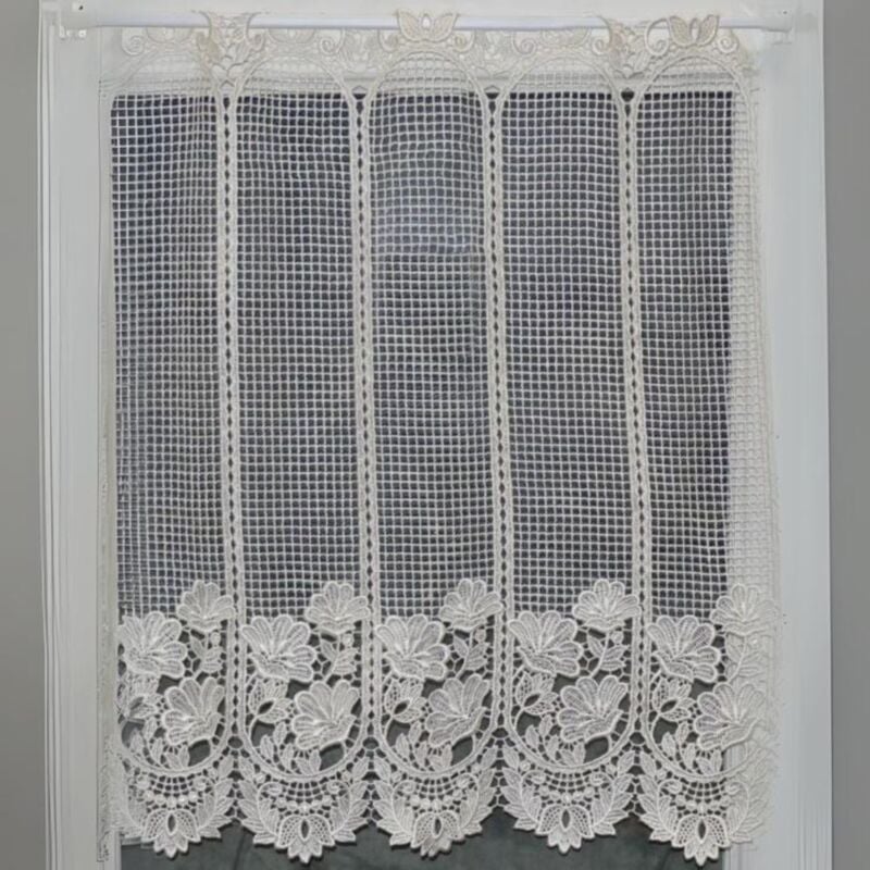 Brise bise en macramé fleuri Blanc 0.9x1.2 m