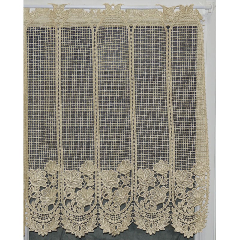 Brise bise en macramé fleuri Ecru 0.9x1.8 m