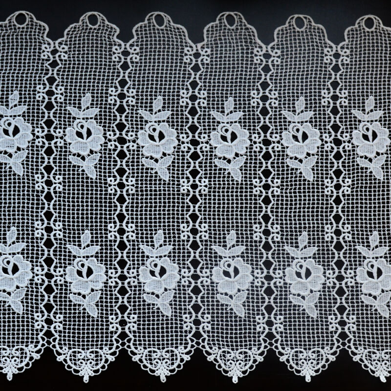 Brise bise en macramé aux motifs de roses Blanc 1.2x1.2 m