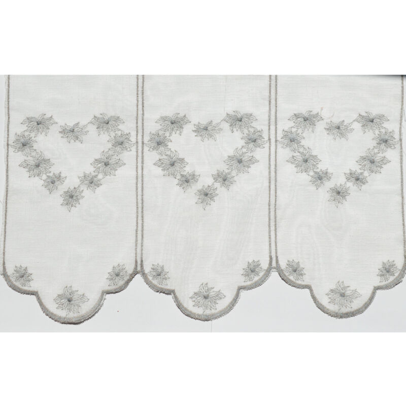 Brise bise aux cœurs brodés Gris clair 0.6x0.9 m