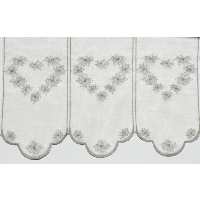 Brise bise aux cœurs brodés Gris clair 0.6x1.2 m