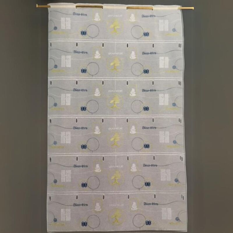 Modulable léger et brodé 'Zen attitude' Blanc 0.58x2.2 m