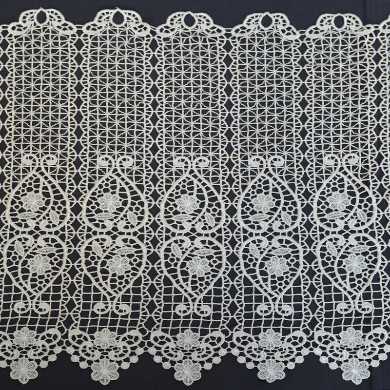 Brise bise uni en macramé fleuri Ecru 0.3x1.20 m