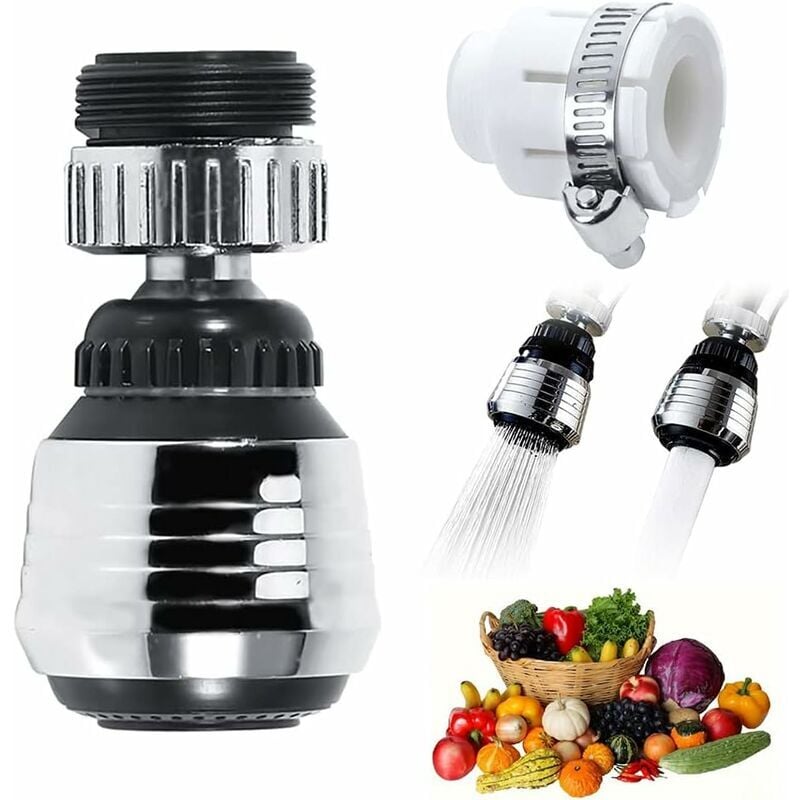 Ahlsen - Brise Jet Robinet,Embout Robinet Orientable 360°,Accessoire de Robinet pour Embout Robinet Cuisine,Jet Ventilé Et Jet de Douche,Deux Modes