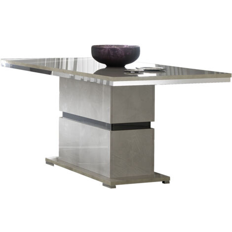 BRISE - Table Rectangulaire avec Pied Central Finition Béton Laqué Gris