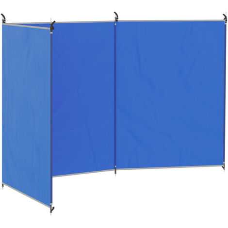 Brise-vent de camping, paravent de plage avec sac de transport, angles de fixation 450 x 150 cm, bleu