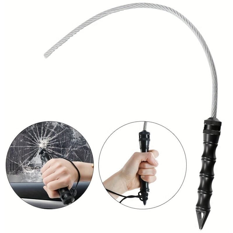 Fei Yu - Brise-vitre, fouet métallique d'auto-défense, Stinger Whip, serpent d'auto-défense, fouet tactique multifonctionnel