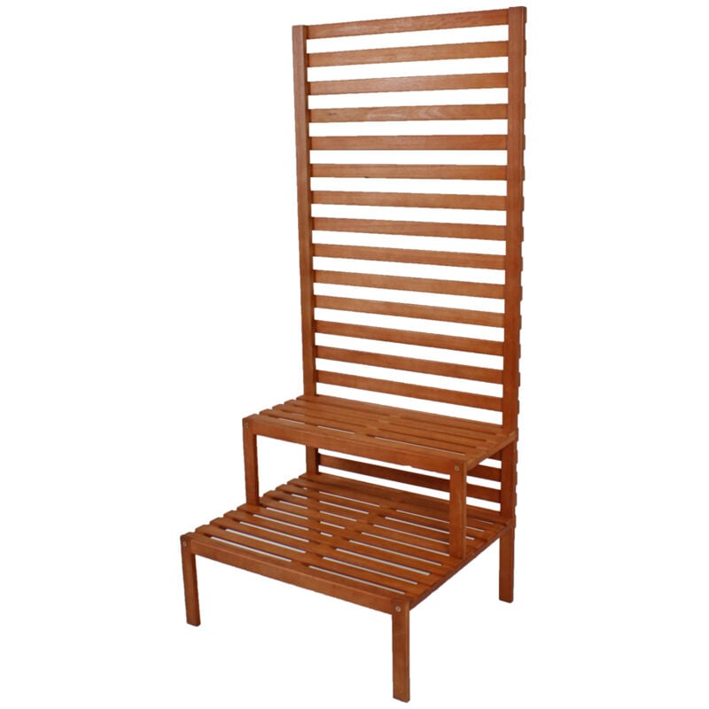 Jardinion - Brise-vue avec escalier pour plantes, escalier pour fleurs, eucalyptus, terrasse balcon jardin 66x 80x 180 brun, habillage balcon