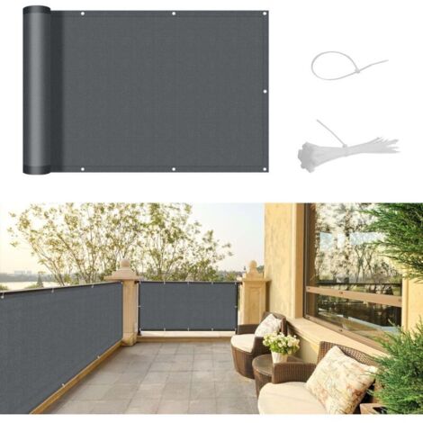 Brise Vue Balcon 90x300cm Cache Vue Balcon,Protection UV,Coupe-Vent et Imperméable,pour Terrasse Jardin Balcon Patio,avec Attaches de câble,Anthracite