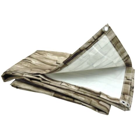 Brise vue beige imitation mur en pierres Gris 100 cm