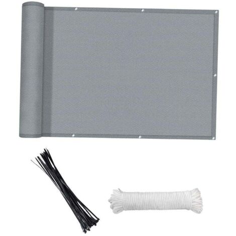 Brise-vue de balcon anti-vent (PEHD) pour terrasse, patio, jardin, piscine extérieure, porche, rambarde, 118 x 35 pouces, gris