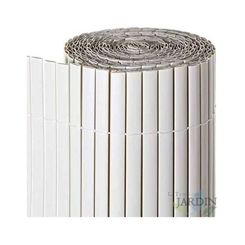Canisse Synthétique pvc double 1,2 x 3 m avec Cannes Entières blanc, Brise-Vue pour Jardins, Balcons et Clôtures