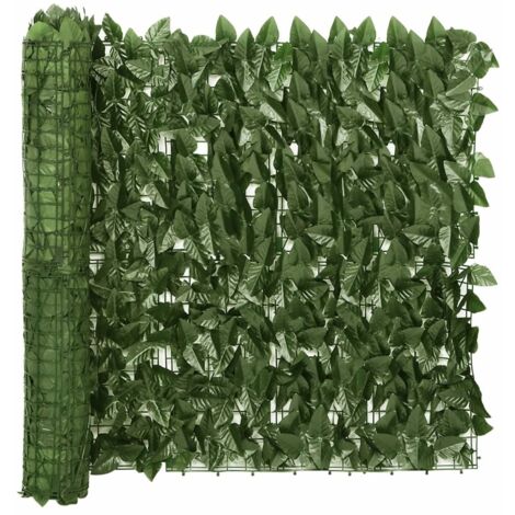 Brise Vue Écran de balcon  Pour Jardin, Balcon, Terrasse avec feuilles vert foncé 300x75 cm 82778