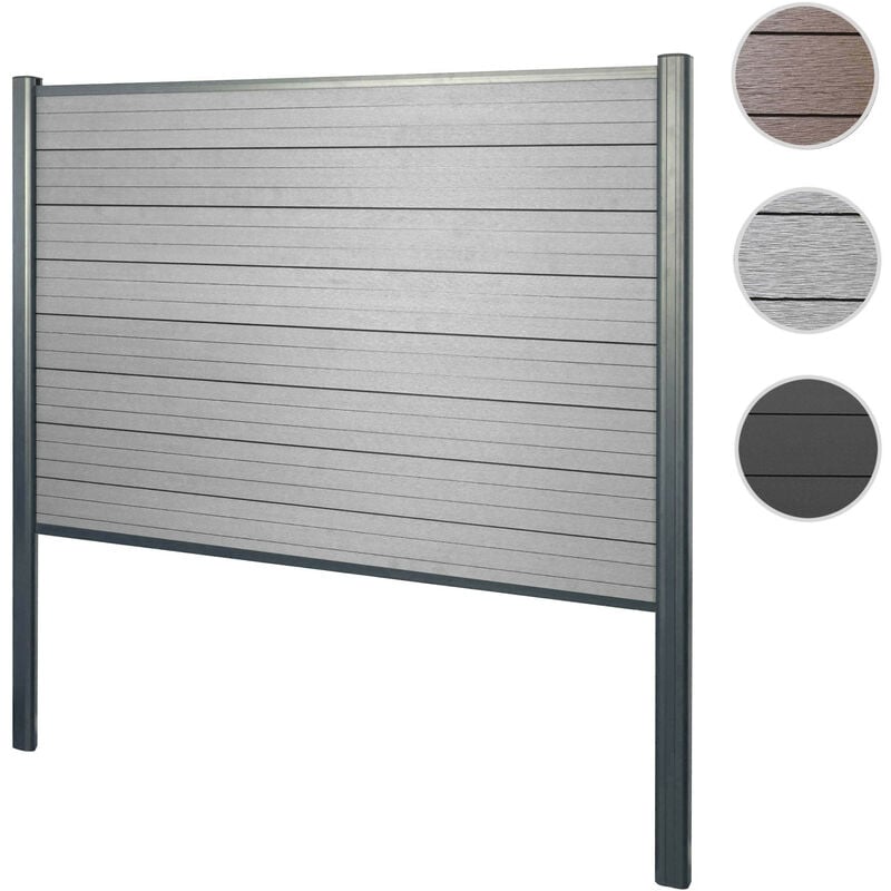 Brise-vue en WPC Sarthe, brise-vent de clôture, poteau en aluminium extension, 185cm gris