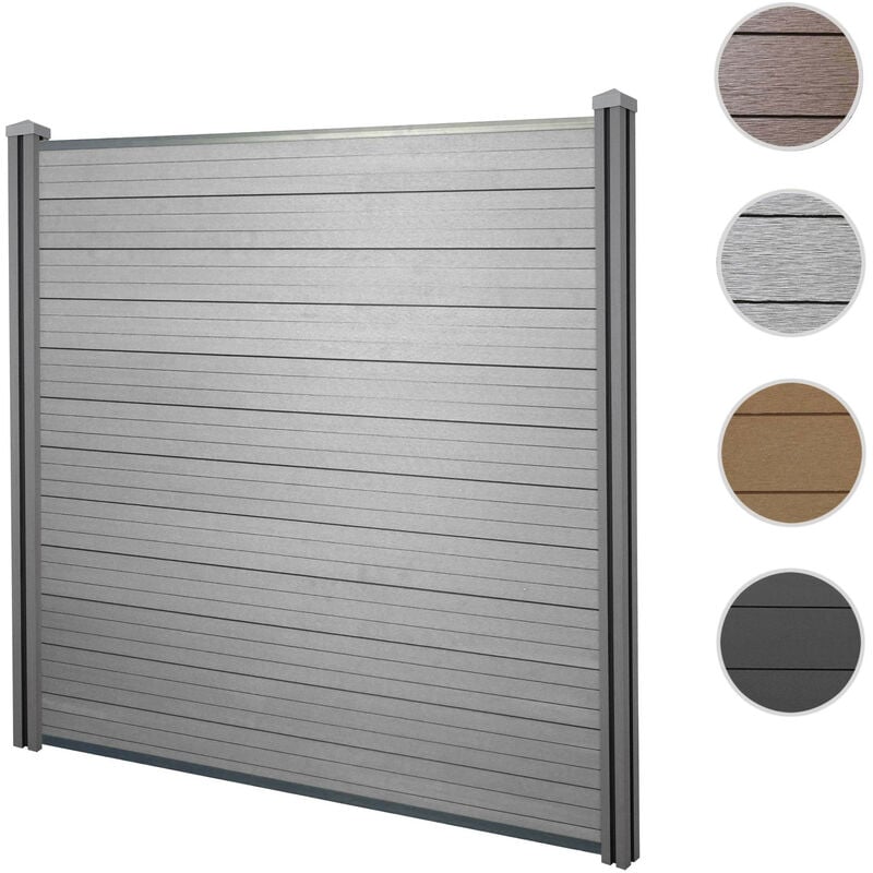 Brise-vue en wpc Sarthe, clôture brise-vent, poteau wpc élément d'extension coudé à gauche, teck 0,98m