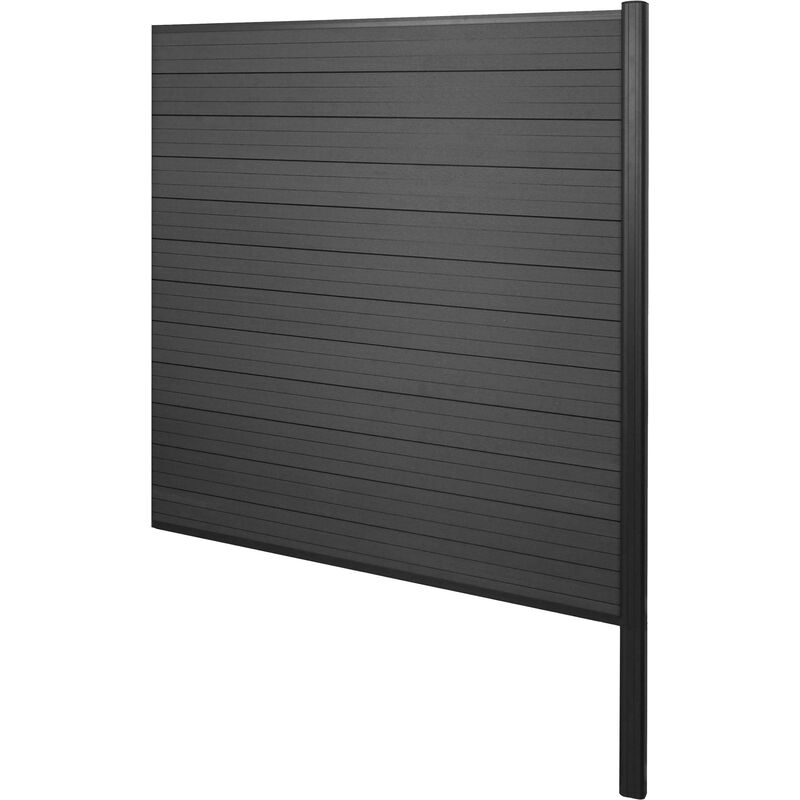 Brise-vue en wpc Sarthe, clôture brise-vent, poteaux aluminium élément d'extension, 185cm anthracite