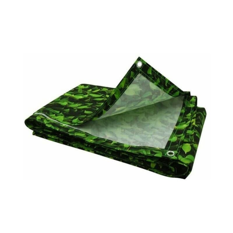 Brise vue imprimé feuillage vert avec oeillets 1 x 5