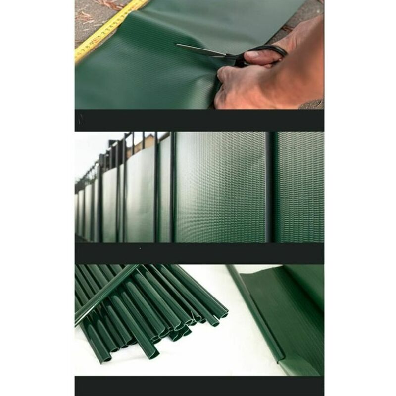 toilinux - brise vue occultant clôture en pvc 450 g/m² - 70 m x 19 cm - 70 clips de montage - 70x0,19x0,001 m - vert