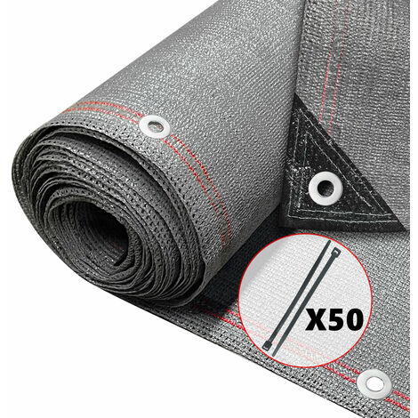 Brise vue occultant en HDPE 230g/m² 1x10m avec attaches de fixation gris