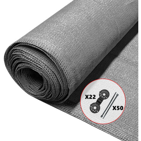 Brise vue occultant en HDPE 90g/m² 1.8x10m avec attaches de fixation gris